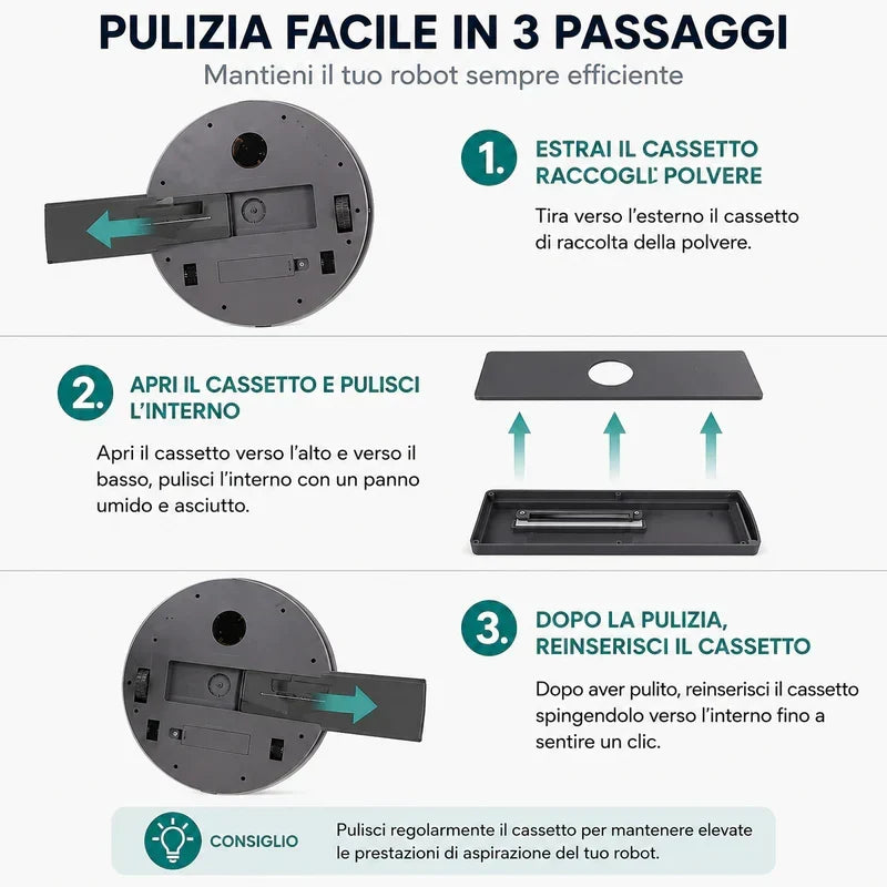 Robot Aspirapolvere Automatico Smart per pulizia pavimenti